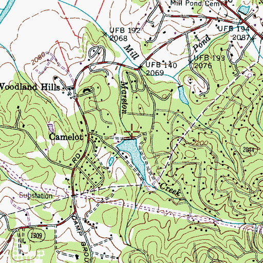 Topographic Map of Lake Rugby Dam, NC