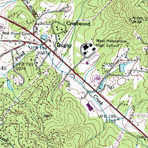 Topographic Map of Rugby Junior High School, NC