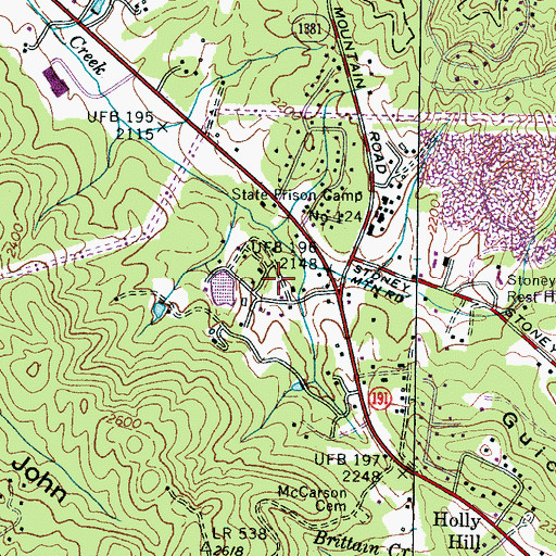 Topographic Map of Twin Brooks, NC