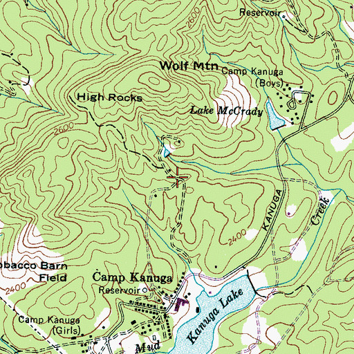 Topographic Map of Kanuga Ridge, NC
