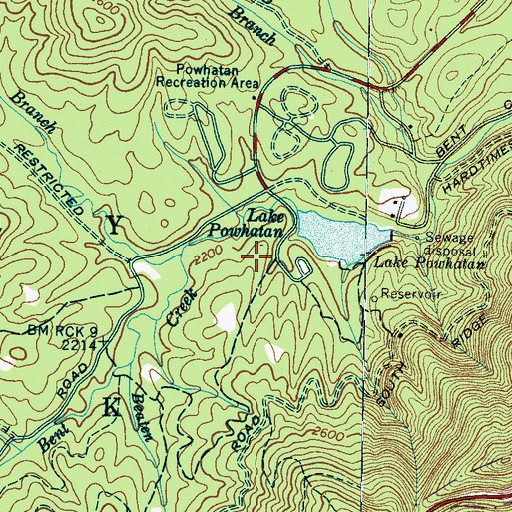 Topographic Map of Lake Powhatan Campground, NC