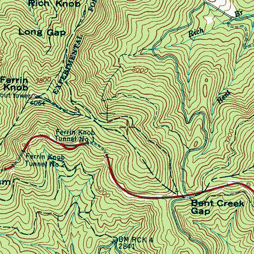 Topographic Map of Shut-In Trail, NC
