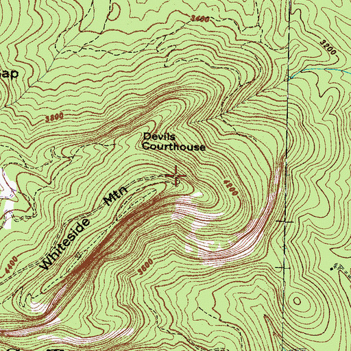 Topographic Map of Whiteside Mountain National Recreation Trail, NC