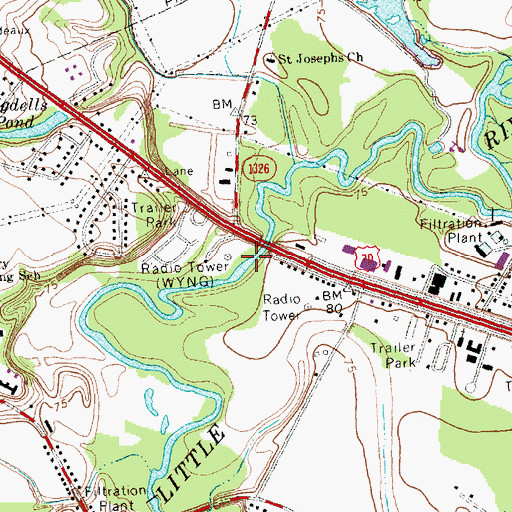 Topographic Map of WSSG-AM (Goldsboro), NC