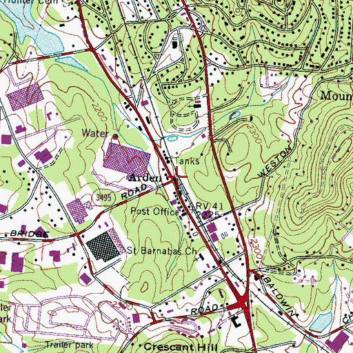 Topographic Map of Arden, NC