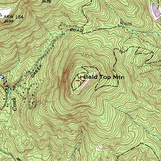 Topographic Map of Bald Top Mountain, NC