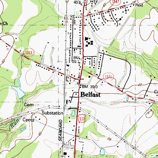 Topographic Map of Belfast, NC