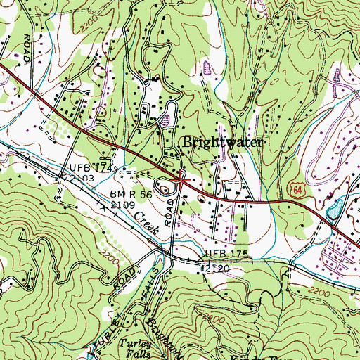 Topographic Map of Brightwater, NC