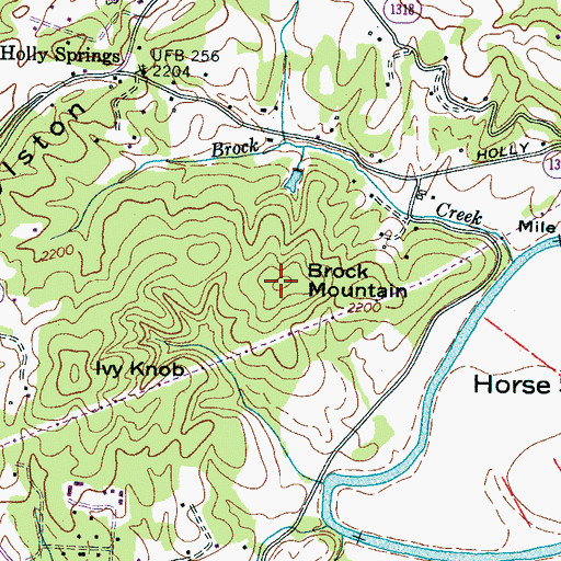 Topographic Map of Brock Mountain, NC