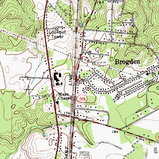 Topographic Map of Brogden, NC