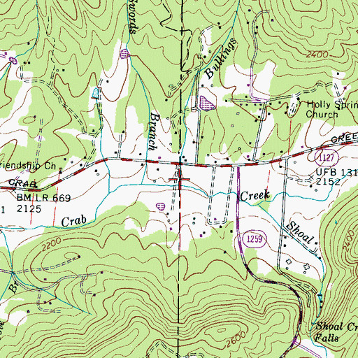 Topographic Map of Bullings Creek, NC