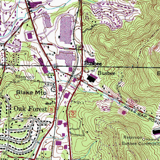 Topographic Map of Busbee, NC