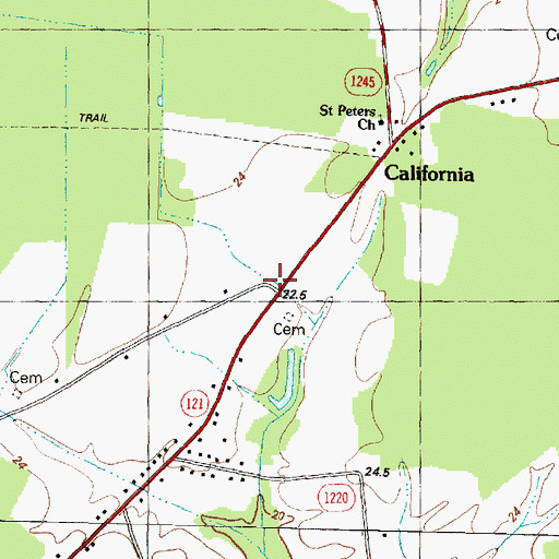 Topographic Map of California, NC