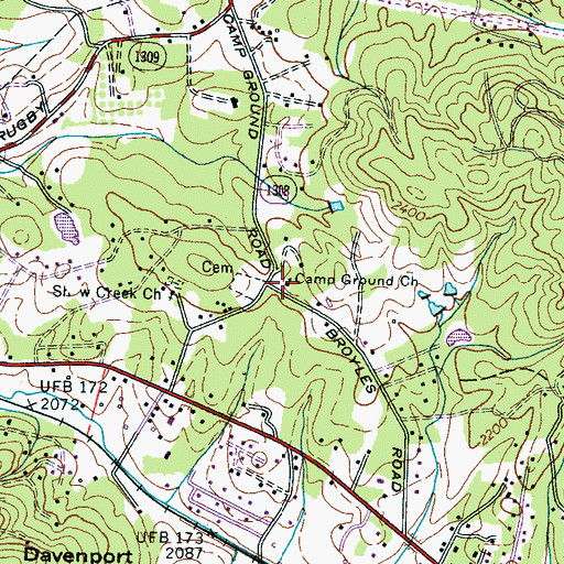Topographic Map of Camp Ground Church, NC