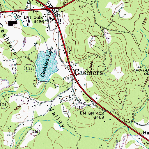 Topographic Map of Cashiers, NC