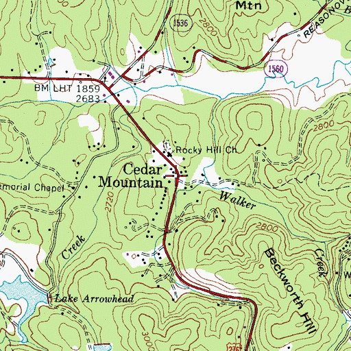 Topographic Map of Cedar Mountain, NC