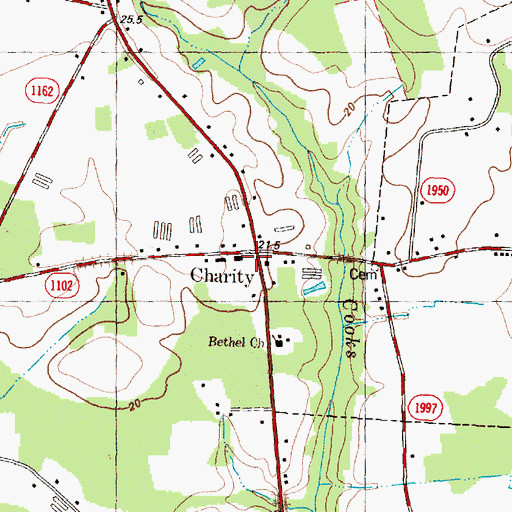 Topographic Map of Charity, NC