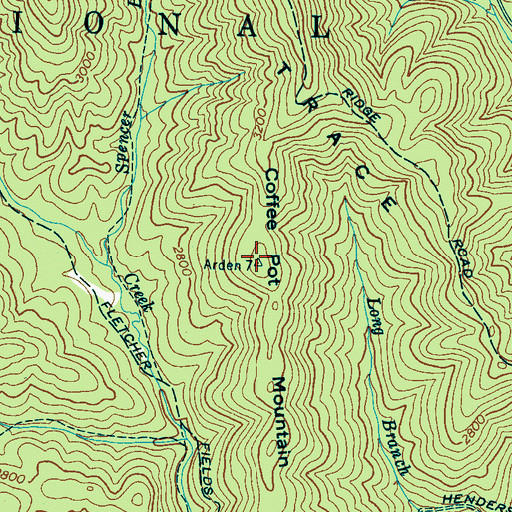 Topographic Map of Coffee Pot Mountain, NC