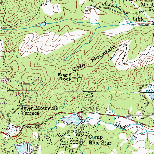 Topographic Map of Corn Mountain, NC
