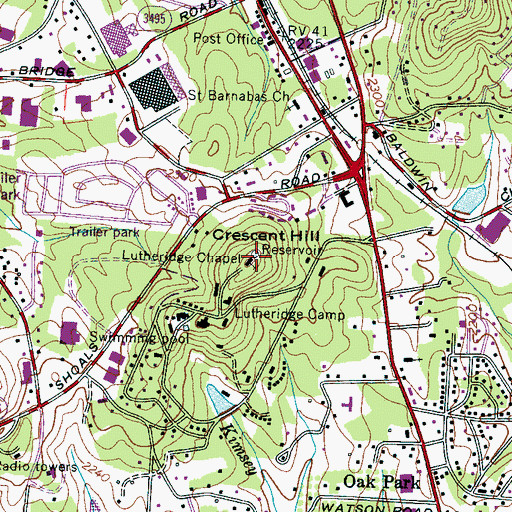 Topographic Map of Crescent Hill, NC