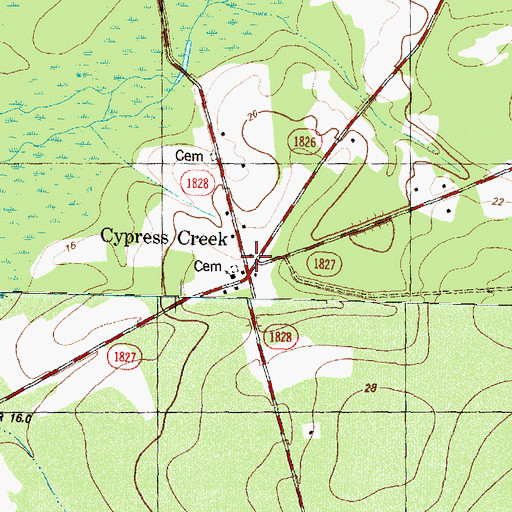 Topographic Map of Cypress Creek, NC