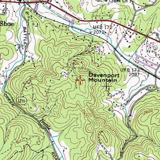 Topographic Map of Davenport Mountain, NC