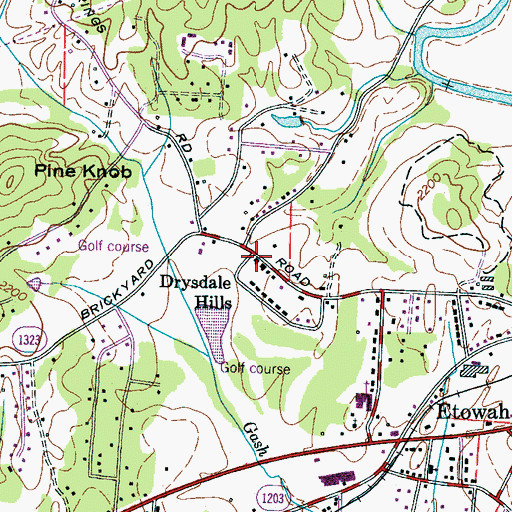 Topographic Map of Drysdale Hills, NC