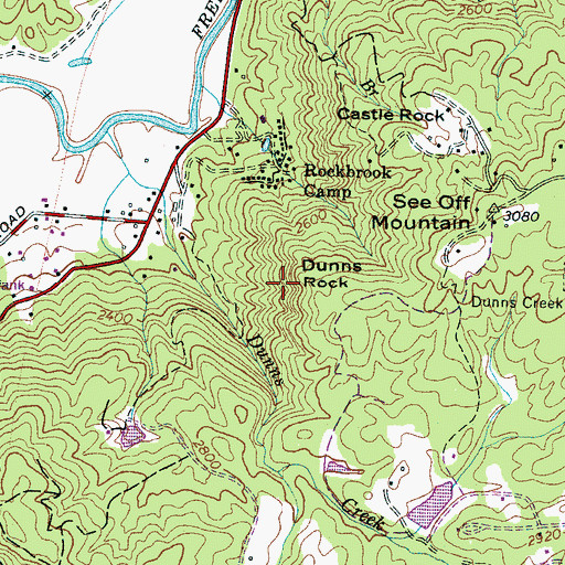 Topographic Map of Dunns Rock, NC