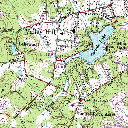 Topographic Map of Finley Creek, NC