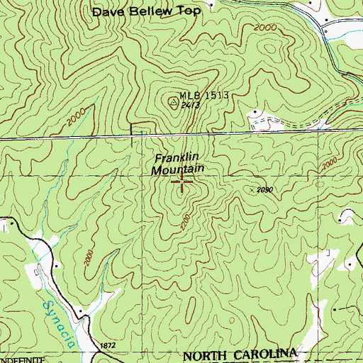 Topographic Map of Franklin Mountain, NC