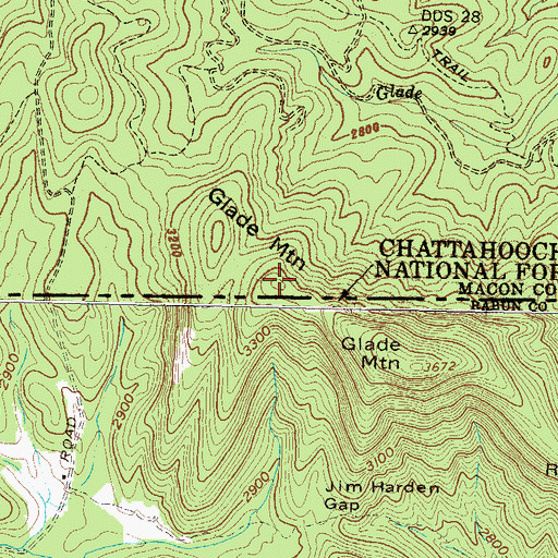 Topographic Map of Glade Mountain, NC