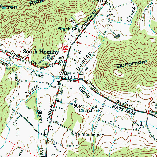Topographic Map of Glady Fork, NC