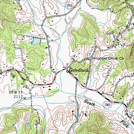 Topographic Map of Goodluck, NC