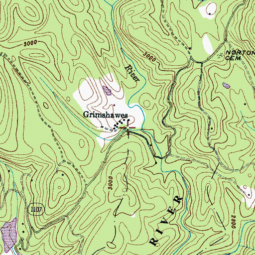 Topographic Map of Grimshawes, NC