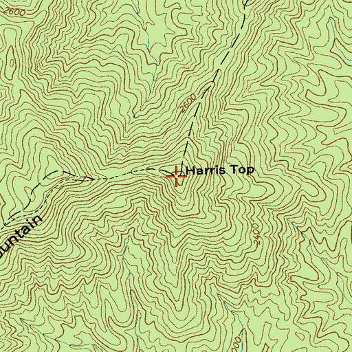 Topographic Map of Harris Top, NC