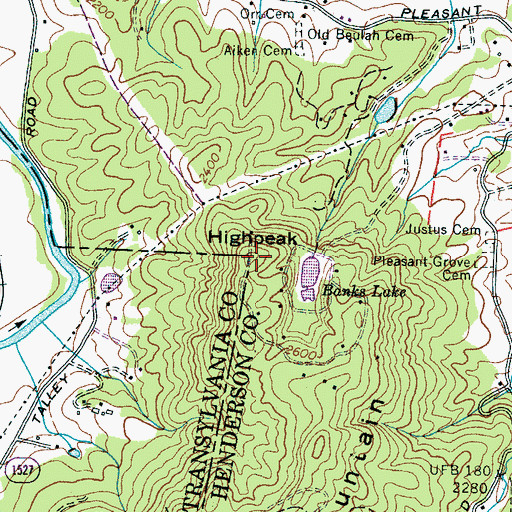 Topographic Map of Highpeak, NC