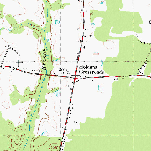 Topographic Map of Holdens Crossroads, NC