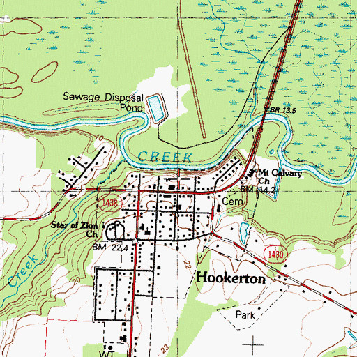 Topographic Map of Hookerton, NC