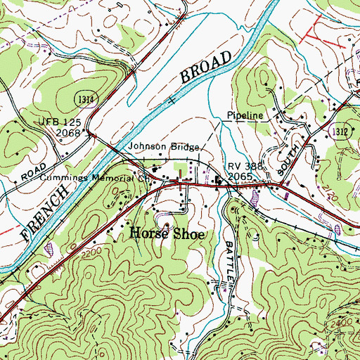 Topographic Map of Horse Shoe, NC