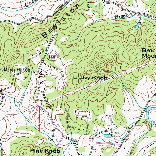 Topographic Map of Ivy Knob, NC