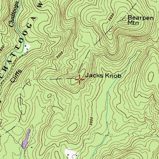 Topographic Map of Jacks Knob, NC