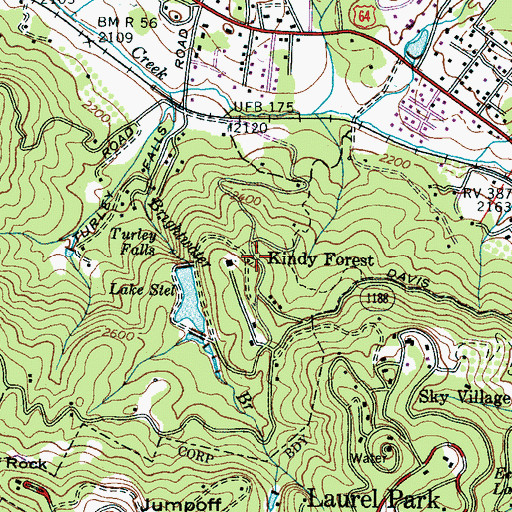 Topographic Map of Kindy Forest, NC