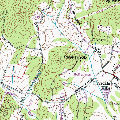 Topographic Map of Pine Knob, NC