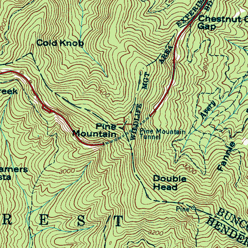 Topographic Map of Pine Mountain, NC