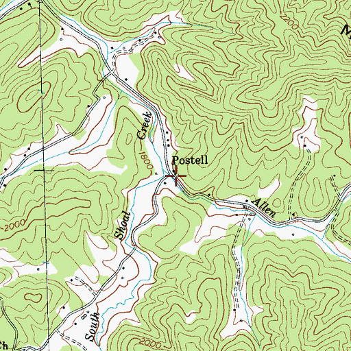 Topographic Map of Postell, NC