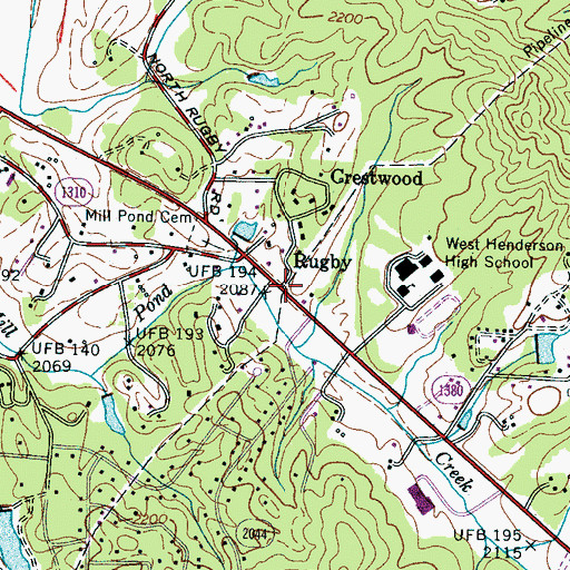 Topographic Map of Rugby, NC