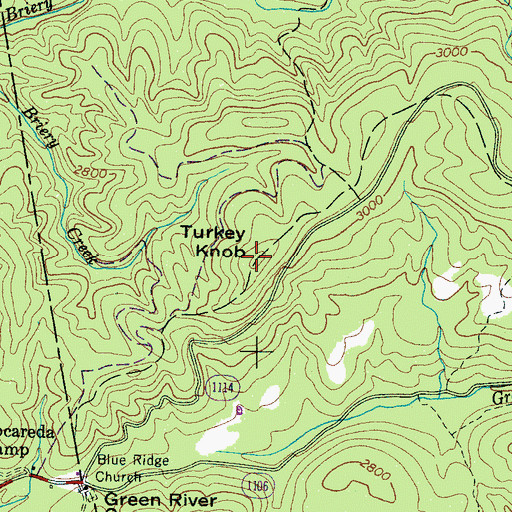 Topographic Map of Turkey Knob, NC