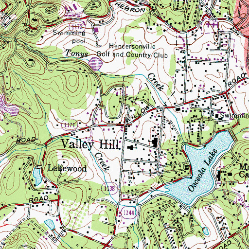Topographic Map of Valley Hill, NC