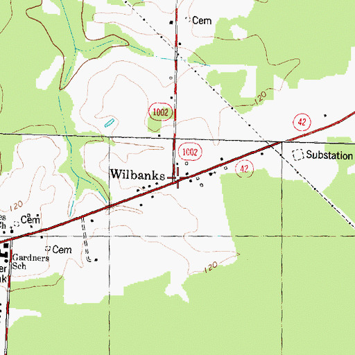 Topographic Map of Wilbanks, NC