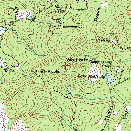 Topographic Map of Wolf Mountain, NC